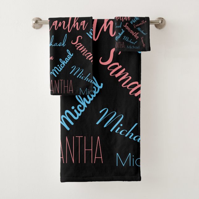 Deux noms couples motif monogramme bleu rose clair (En situation)