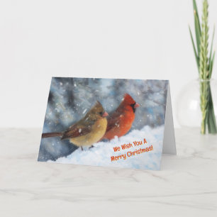 Deux Oiseaux Cardinaux Couple Carte de Noël mignon