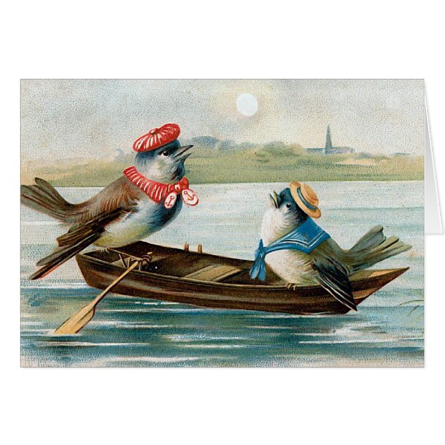 Deux oiseaux dans un bateau (Devant horizontal)