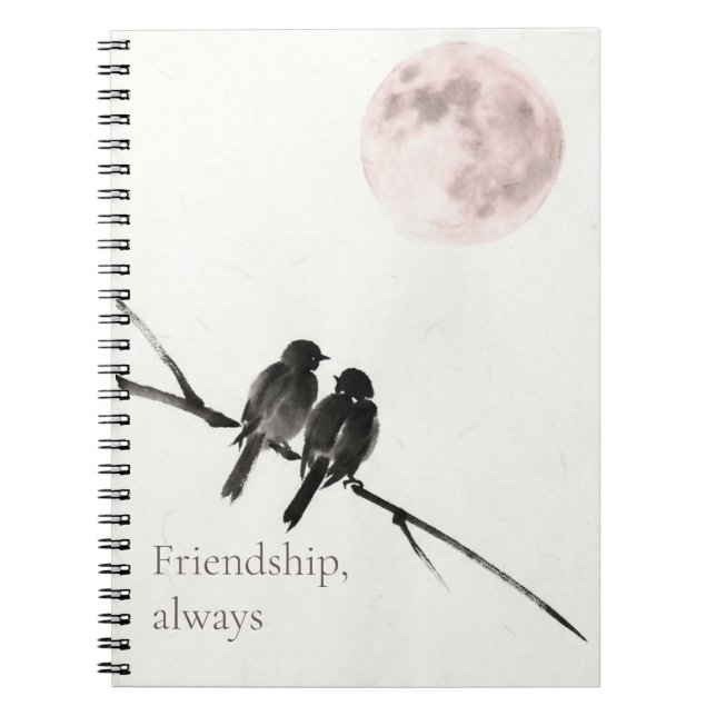 Deux oiseaux Sumi-E | Amitié, toujours | Cahier (Devant)