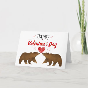 Deux ours & Coeurs Carte Saint Valentin