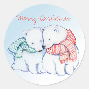 Deux ours polaires Joyeux Stickers de Noël