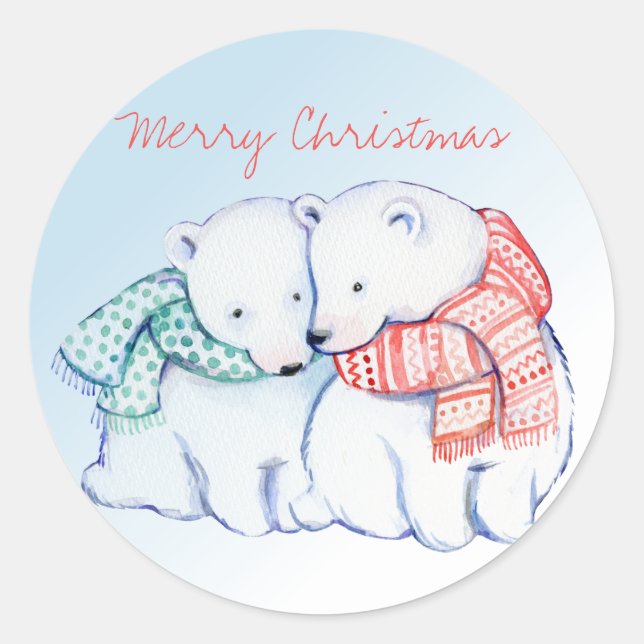 Deux ours polaires Joyeux Stickers de Noël (Devant)