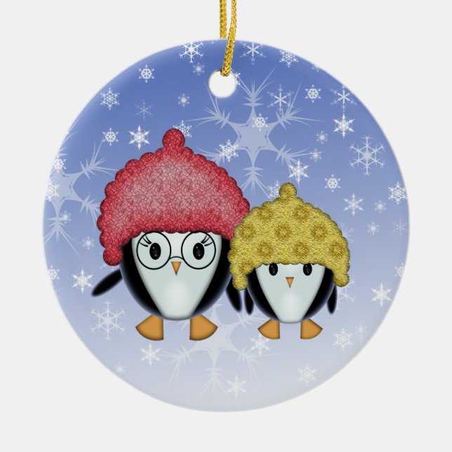 Deux Petits Manchots Décoration de Noël (Devant)