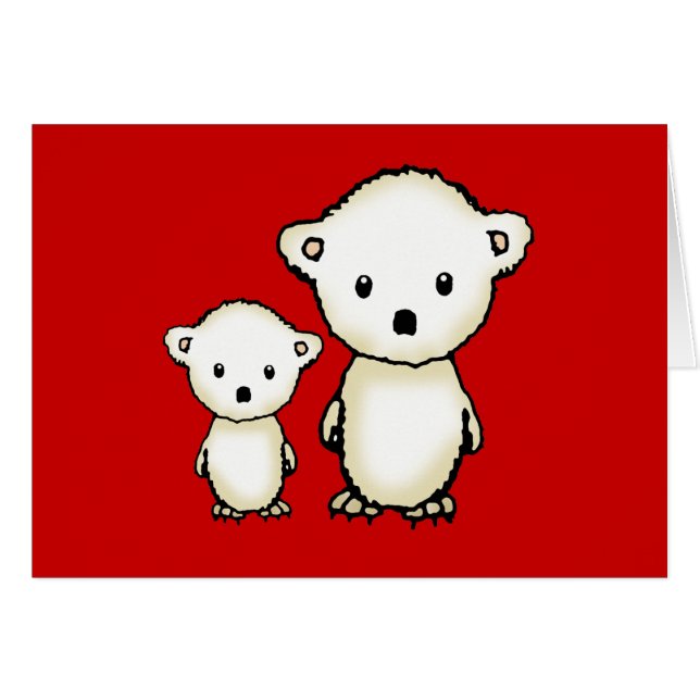 Deux Petits Ours Polaires Carte (Devant horizontal)