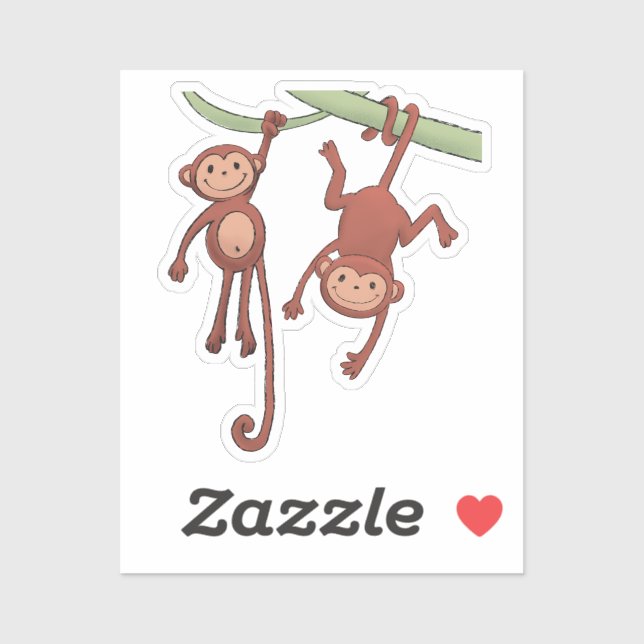 Deux petits singes autocollant (Feuille)