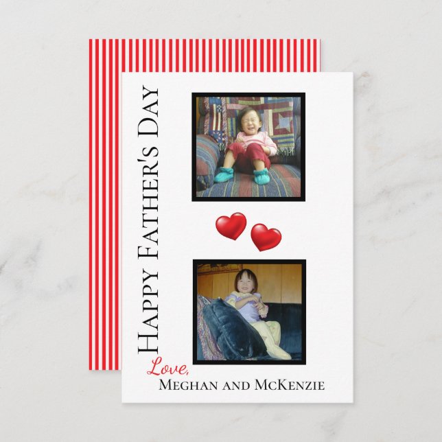 Deux photo Happy Fête des pères Carte personnalisé (Devant / Derrière)