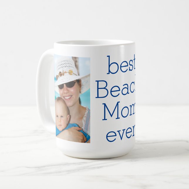 Deux Photo Meilleure Plage Maman Jamais Café Mug (Devant gauche)