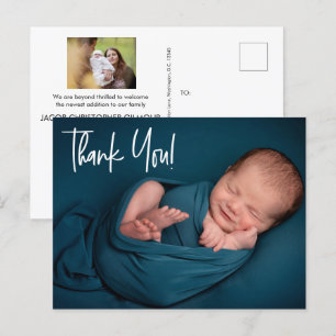 Deux Photos Baby Boy douche merci Carte postale