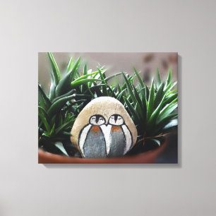 Deux pingouins Pierre décorative en Pot Impression