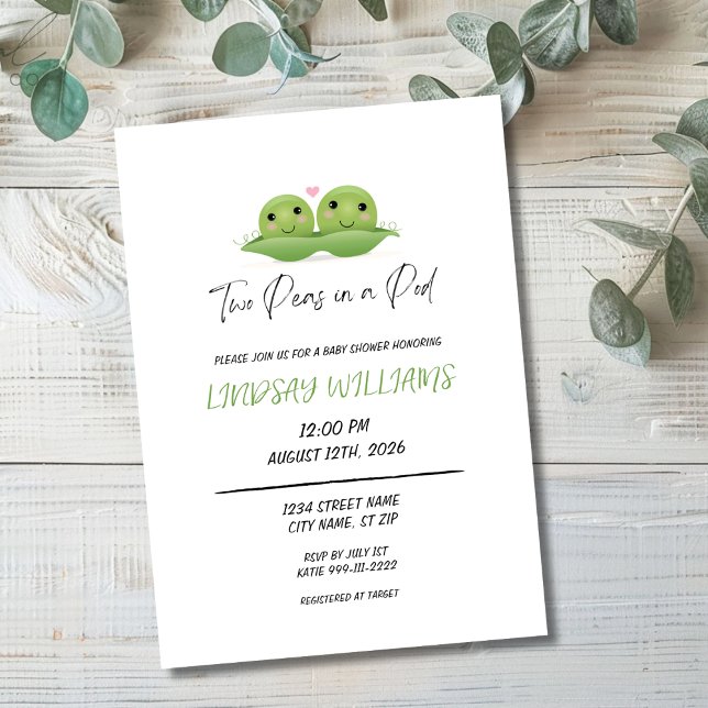 Deux pois dans un Baby shower de pois Invitation (Créateur téléchargé)