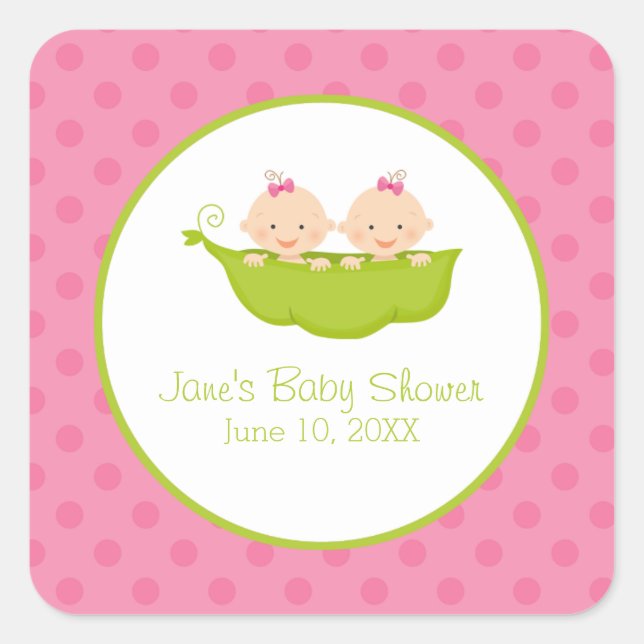 Deux pois dans un Sticker Baby shower de pod, Twin (Devant)