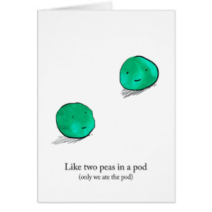 Deux pois dans une carte de cosse