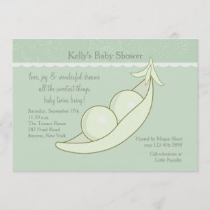 Deux pois dans une invitation de baby shower de