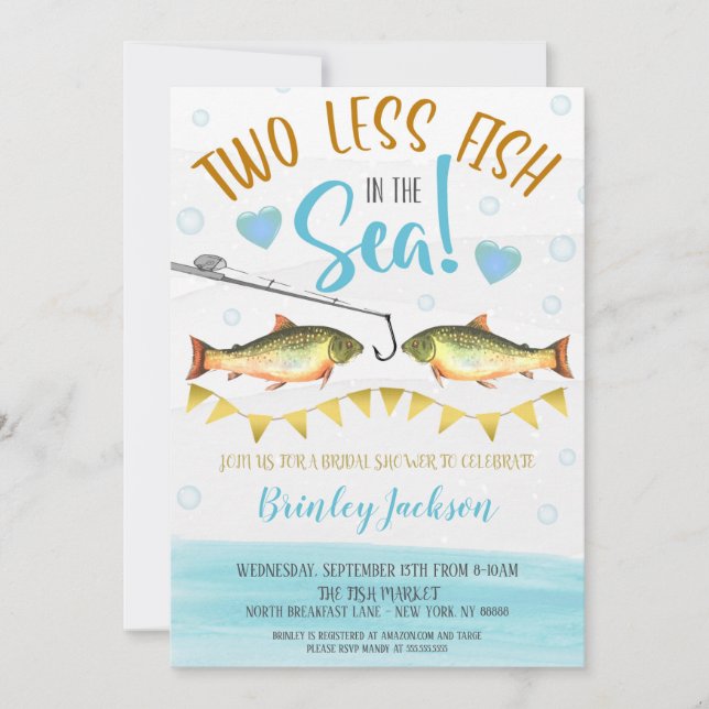 Deux poissons de moins dans la mer Invitation Wedd (Devant)