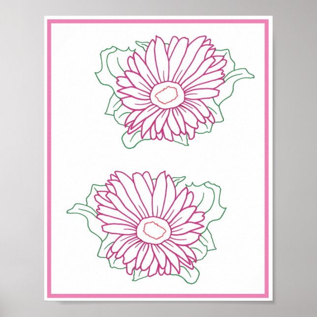 Deux posters de tournesols roses contours (Devant)