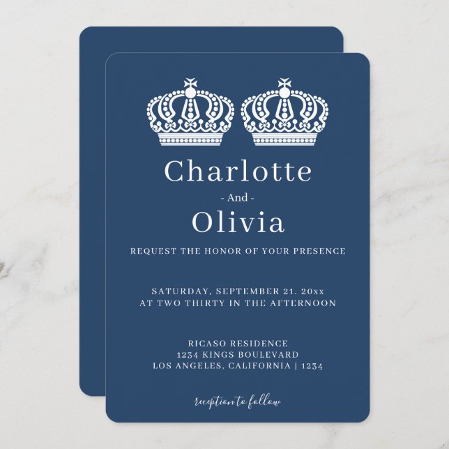 Deux Reines Font Un Mariage Gay À Thème De Couronn (Devant / Derrière)