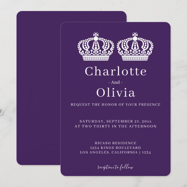 Deux Reines Font Un Mariage Gay À Thème De Couronn (Devant / Derrière)