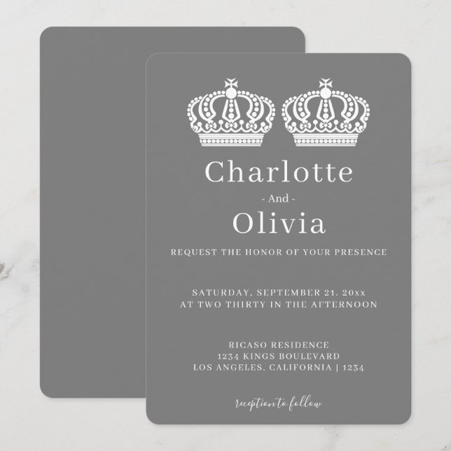 Deux Reines Font Un Mariage Gay À Thème De Couronn (Devant / Derrière)