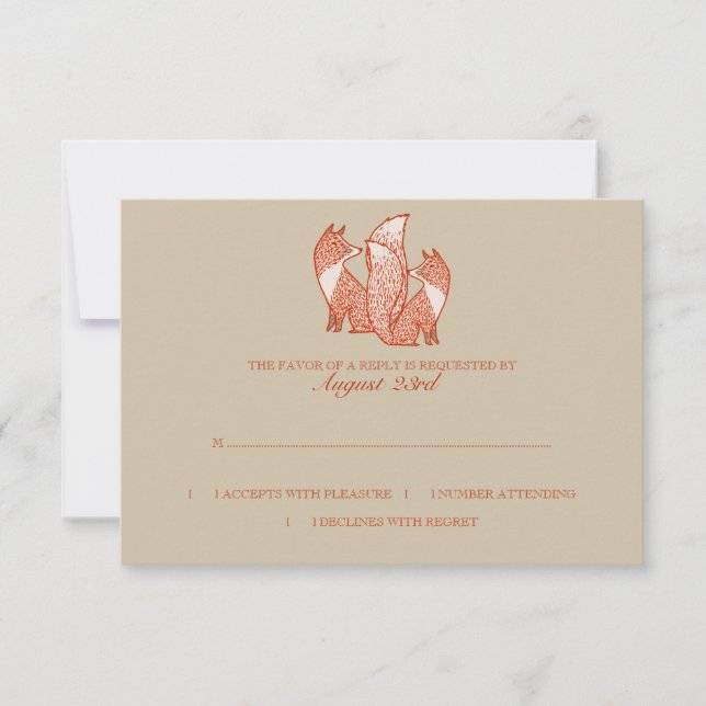 Deux Renards Faire-part de mariage rsvp (Devant)