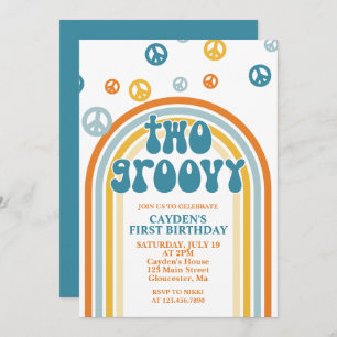 Deux Retro Boy Super 2e Invitation d'anniversaire