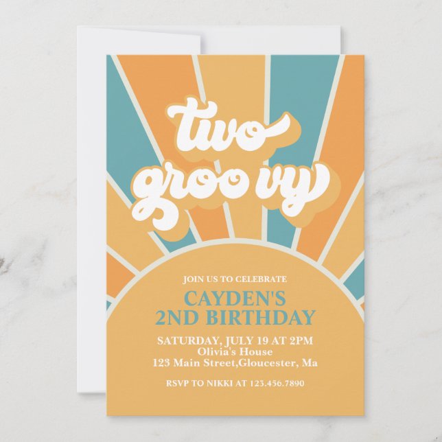 Deux Retro Boy Super 2e Invitation d'anniversaire (Devant)