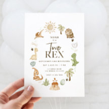 Deux Rex Dinosaur 2e Invitation d'anniversaire