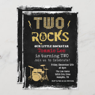 Deux Rocks Rockstar Drumset 2e Invitation d'annive
