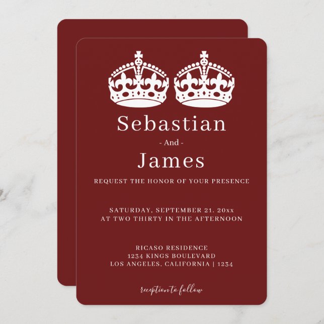 Deux Rois Font Un Mariage Gay À Thème De Couronne  (Devant / Derrière)