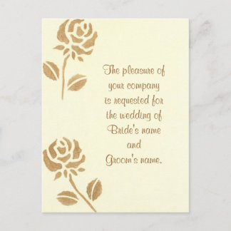 Deux Roses d'or invitation de mariage cartes posta