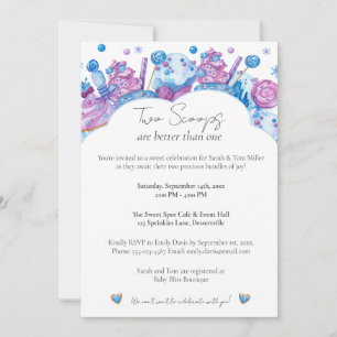 Deux Scoops Sweet Twin Baby shower Invitation