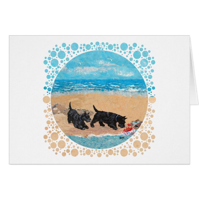 Deux Scotties à la plage (Devant horizontal)