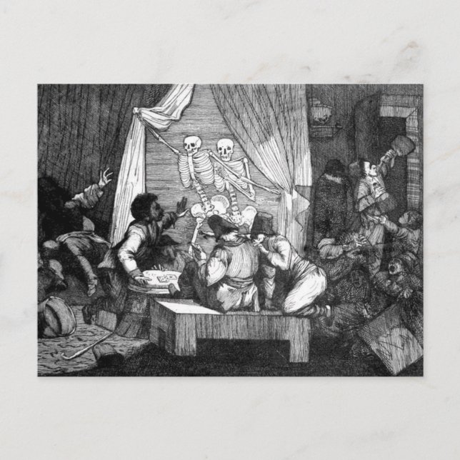 Deux Skeletons entrent une carte postale (Devant)