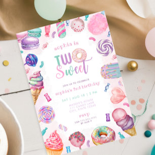 Deux sucreries deuxième invitation anniversaire