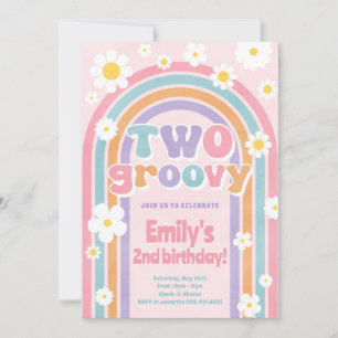 Deux Super 2ème Retro Anniversaire Fête Invitation