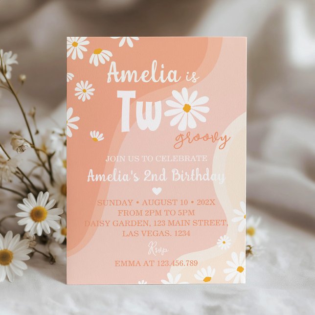 Deux Super Daisy 2e Invitation d'anniversaire (Créateur téléchargé)
