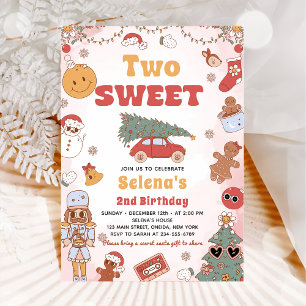 Deux Super doux Noël 2e Invitation anniversaire