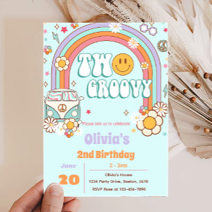 Deux Super Rainbow Flower 2e Invitation d'annivers