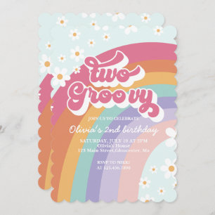 Deux Super Retro Rainbow 2e Invitation d'anniversa
