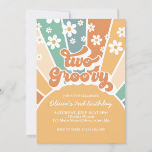 Deux Super Retro Sunshine Rainbow Daisy Invitation