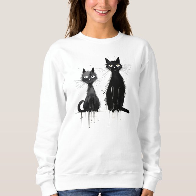 Deux Sweatshirts de chats noirs (Devant)