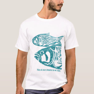 Deux T-shirts bleus d'impression de bloc de lino