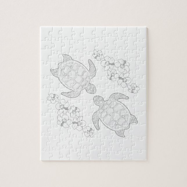 Deux tortues de mer Puzzle de coloration adulte (Vertical)
