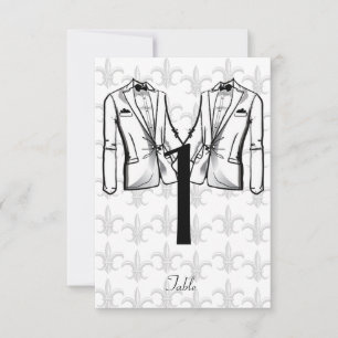 Deux Tuxedo Groom Gay Mariage Numéro de table