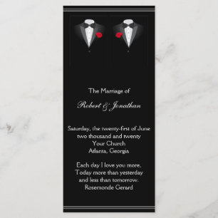 Deux Tuxedos avec Red Rose Gay Wedding Programme