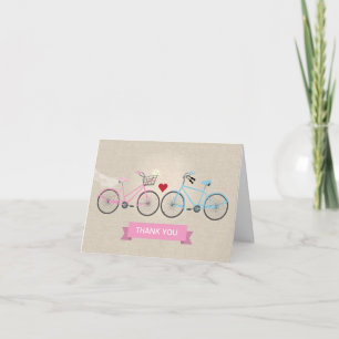 Deux Vélos Mariage Rose Merci