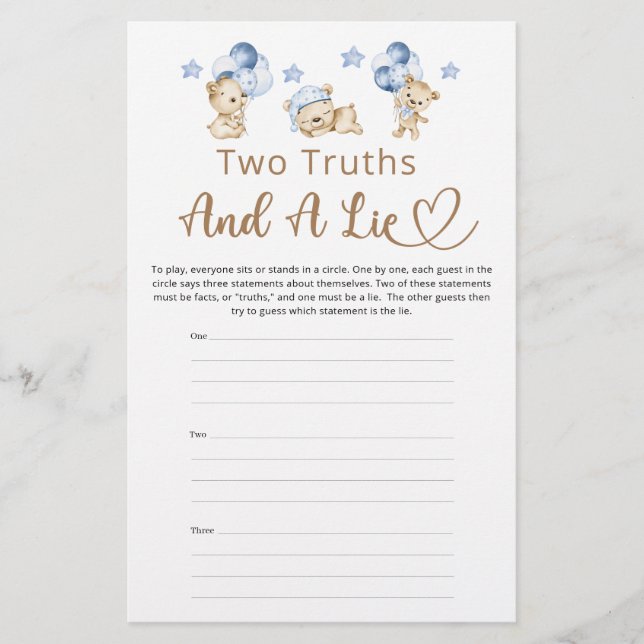 Deux Vérités Et Un Garçon Mensonge Baby shower Our (Devant)