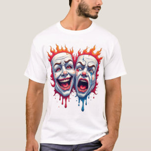 Deux visages de la vie - T-Shirt de masque comique