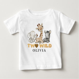 Deux Wild 2e Anniversaire Jungle Baby Girl T-shirt