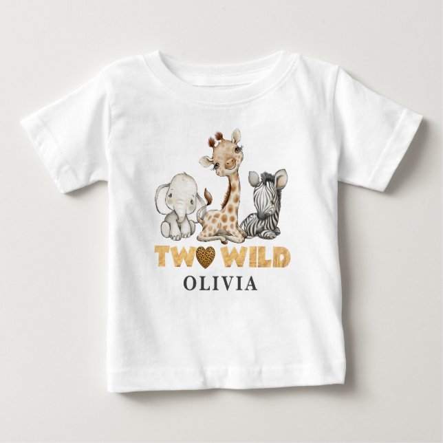 Deux Wild 2e Anniversaire Jungle Baby Girl T-shirt (Devant)